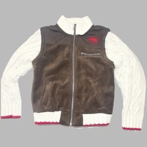Vtg Baby Gap Cable Sweater Fleece Jacket Zip Toddler 5T Preppy Fisherman Chunky